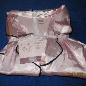 Contrast Binding Button Up Satin Pajama Set